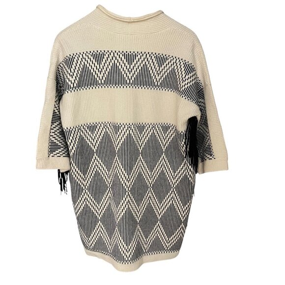 Womens Open Cardigan Sweater Size Large 3/4 Sleeve Western Cowgirl Fringe Boho - Picture 2 of 7